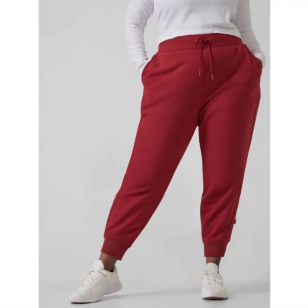 NWT Athleta Altitude Jogger in Polartec Power Stretch,Size 1X decadent red snow